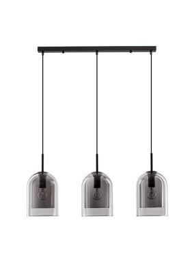 Nova Luce Velor 3L - hanglamp - Ø 70 x 158 cm - rookglas en zwart