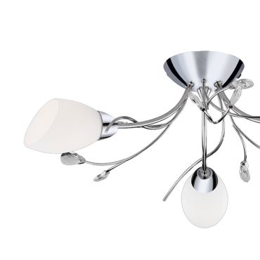Searchlight Gardenia - plafondverlichting - 60 x 20 cm - chroom en opaal