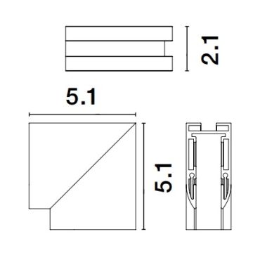 Nova Luce Ultra Slim - opbouw magnetische rail - verticale 90 graden connector - 5,1 x 5,1 cm - zwart