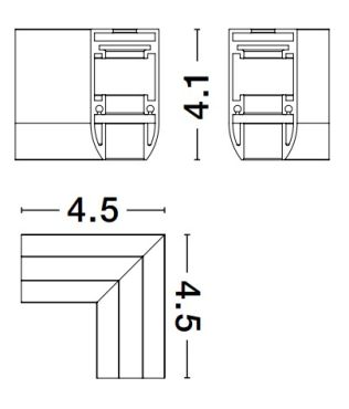 Nova Luce Ultra Slim - opbouw magnetische rail - horizontale 90 graden connector - 4,5 x 4,5 cm - zwart