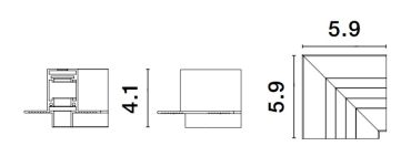 Nova Luce Ultra Slim - trimless inbouw magnetische rail met 1cm diepe vleugels - horizontale 90 graden connector - 5,9 x 5,9 cm - zwart