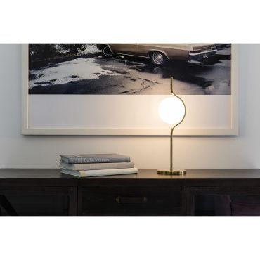 Faro Le Vita - tafellamp - 15 x 14 x 58 cm - 6W dimbare LED incl. - glanzend goud en opaal
