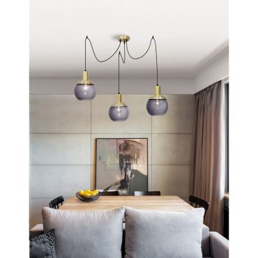 Nova Luce Aubrey - hanglamp - Ø 20 x 320 cm - grijs en messing