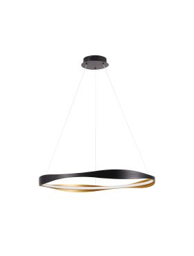 Nova Luce Dobi - hanglamp - Ø 80 x 120 cm - 40W dimbare LED incl. - zandzwart en goud