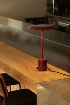 Faro Hoshi - tafellamp - Ø 26 x 40 cm - 12W dimbare LED incl. - glanzendgranaat