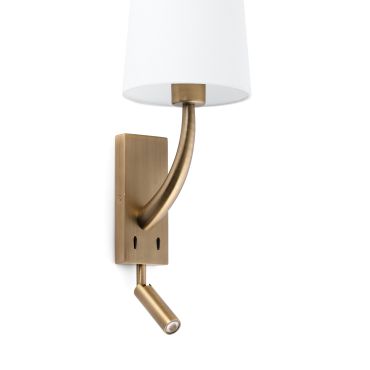 Faro Rem - wandverlichting met schakelaar - 16,5 x 21 x 61 cm - 4W LED incl. - wit en oud goud