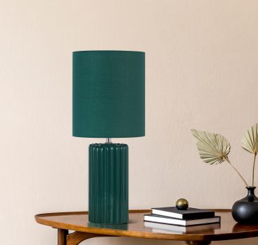 Searchlight Groove - tafellamp - Ø 22 x 51 cm - olijfgroen