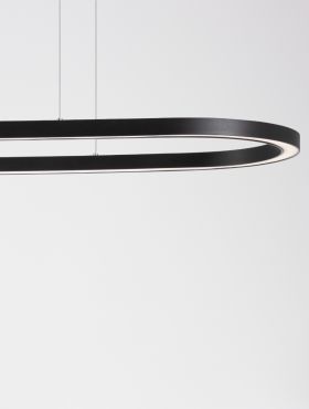 Nova Luce Cuppe - hanglamp - 120 x 35 x 200 cm - 58W dimbare LED incl. - zwart
