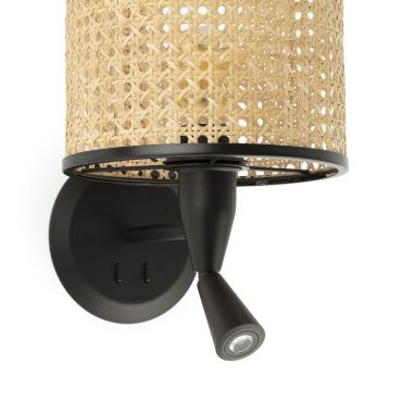 Faro Mambo - wandverlichting met schakelaar - 21 x 17 x 17,3 cm - 3W LED incl. - bruin en zwart