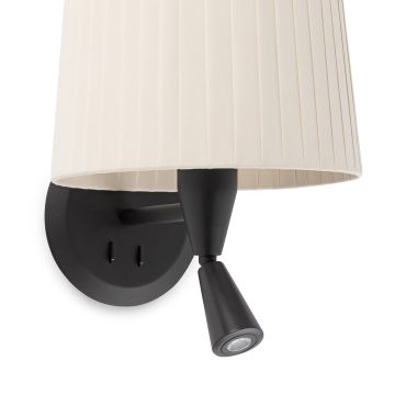 Faro Samba - wandverlichting met schakelaar - 21,5 x 19 x 17,3 cm - 3W LED incl. - zwart en beige