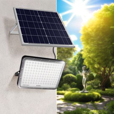 Century Italia Prometeo - verstraler op zonne-energie met dag- en nachtsensor en afstandsbediening - 31 x 4,1 x 22,5 cm - 40W LED incl. - IP65 - zwart