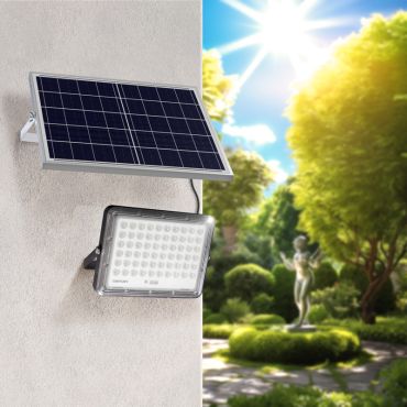Century Italia Prometeo - verstraler op zonne-energie met dag- en nachtsensor en afstandsbediening - 24,3 x 3,9 x 17,2 cm - 20W LED incl. - IP65 - zwart