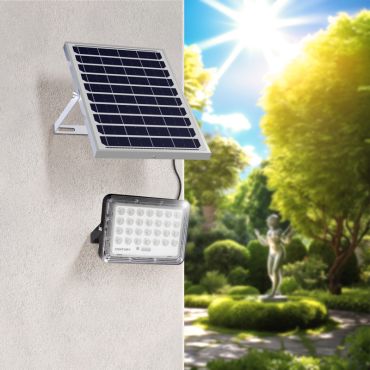 Century Italia Prometeo - verstraler op zonne-energie met dag- en nachtsensor en afstandsbediening - 18 x 3,5 x 12,6 cm - 5W LED incl. - IP65 - zwart