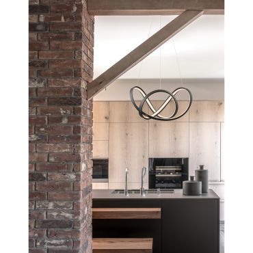 Nova Luce Apus - hanglamp - Ø 55 x 120 cm - 45W dimbare LED incl. - zand zwart