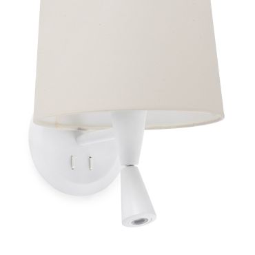 Faro Conga - wandverlichting - 21,5 x 19 x 17,3 cm - mat wit en beige