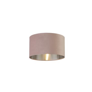 Searchlight Drum Shade - lampenkap - Ø 38 x 22 cm - roze en geborsteld zilver