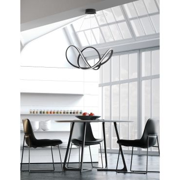 Nova Luce Apus - hanglamp - Ø 70 x 120 cm - 50W dimbare LED incl. - zand zwart