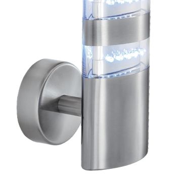 Searchlight India - buiten wandverlichting - 10 x 19,5 cm - 1,5W LED incl. - IP44 - satijn zilver