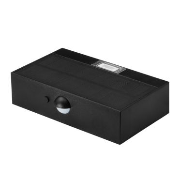 Century Italia Domino MINI - buiten wandlamp op zonne-energie met sensor - 9 x 3,5 x 13,7 cm - 3W LED incl. - IP65 - zwart