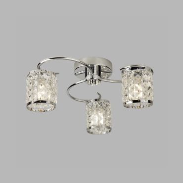 Searchlight Royal - plafondverlichting - Ø 43 x 17 cm - IP44 - chroom