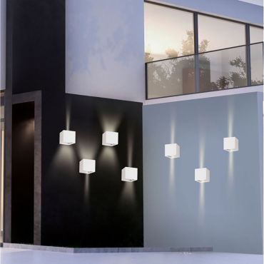 Nova Luce Como - buiten wandverlichting - 11,2 x 11,2 x 11,2 cm - 2 x 3W LED incl. - IP54 - wit