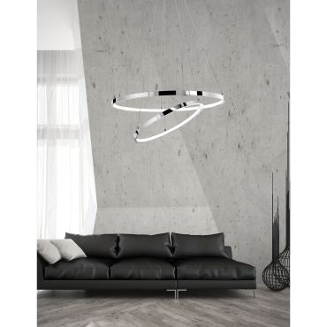 Nova Luce Aria - hanglamp - Ø 60 x 120 cm - 85W dimbare LED incl. - chroom