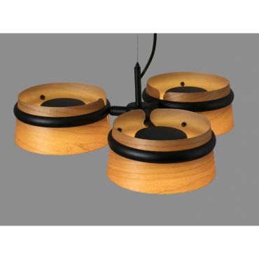 Faro Loop - hanglamp - Ø 52 x 9 cm - 3 x 6W LED incl. - bruin