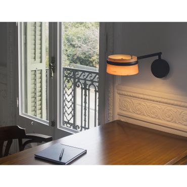 Faro Loop - wandverlichting - 19 x 50 x 32 cm - 6W dimbare LED incl. - bruin en zwart - Kersenboom hout