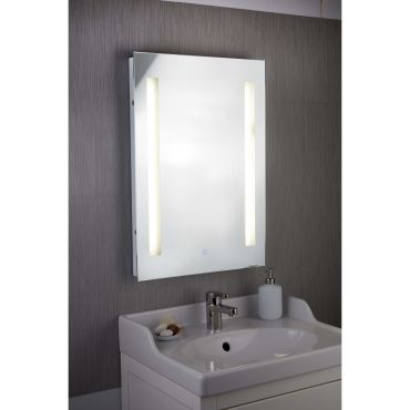 Searchlight Bathroom Mirrors - spiegel met verlichting - 50 x 70 cm - 5W LED incl. - IP44 - zilver