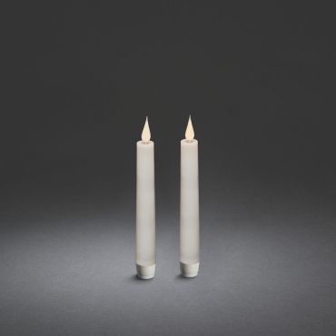 Konstsmide - set van 2 flakkerkaarsen met 3D vlam op batterijen met afstandsbediening - Ø 2,5 x 21 cm - wit