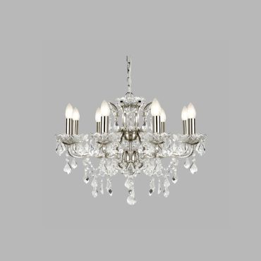Searchlight Paris - luster - Ø 70 x 135 cm - satijn zilver