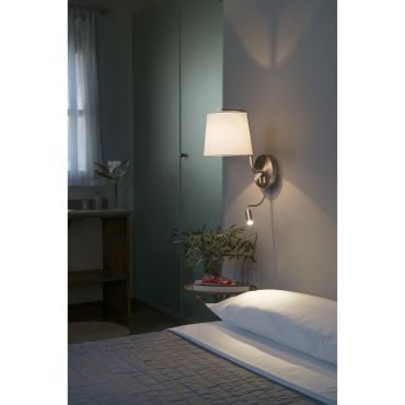 Faro Berni - wandverlichting met schakelaar - 20 x 29 x 57 cm - 3W LED incl. - satijn nikkel