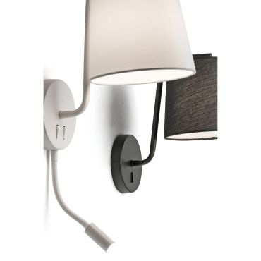 Faro Berni - wandverlichting met schakelaar - 20 x 29 x 57 cm - 3W LED incl. - mat wit