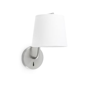 Faro Berni - wandverlichting met schakelaar - 20 x 29 x 32 cm - satijn nikkel