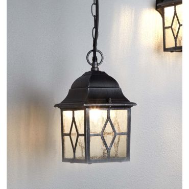 Searchlight Genoa - buiten hanglamp - 15 x 88 cm - IP23 - zwart zilver