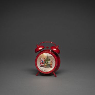 SHOWROOMMODEL - Konstsmide kerstverlichting - sneeuwlantaarn klok met kerstman op batterijen - 14 x 8 x 19 cm - rood