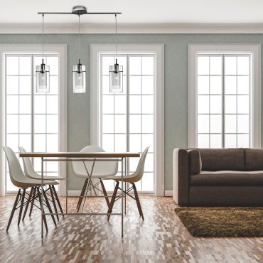 Searchlight Duo 1 - hanglamp - 71 x 12 x 130 cm - chroom en transparant