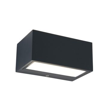 Lutec Gemini - buiten wandlamp - 14 x 9 x 6 cm - 10,5W LED incl. - IP54 - donkergrijs - warm wit