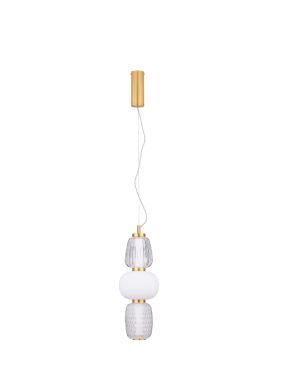 Nova Luce Movil - hanglamp - Ø 17 x 120 cm - 28W dimbare LED incl. - goud, helder en opaal