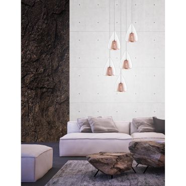 Nova Luce Hugo - hanglamp - Ø 30 x 120 cm - rose goud en chroom