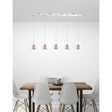 Nova Luce Hugo - hanglamp - 112 x 120 cm - rose goud en chroom