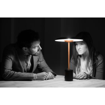 Faro Hoshi - tafellamp - Ø 26 x 40 cm - 12W dimbare LED incl. - zwart en koper