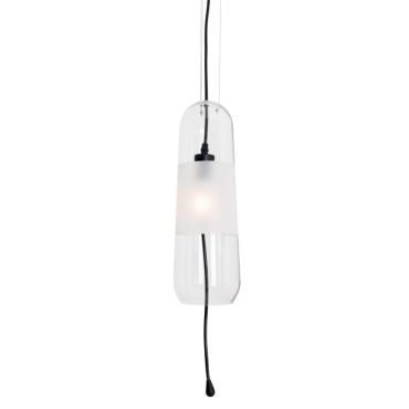 Maxlight Mauri - hanglamp - Ø 12,5 x 180 cm - zwart en transparant glas