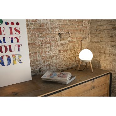 Faro Mine - tafellamp - Ø 21 x 30 cm - mat wit en lichtbruin - glas