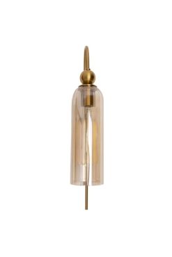 Maxlight Campanila - opbouw wandlamp - 22 x 56 cm - messing en amberkleurig glas