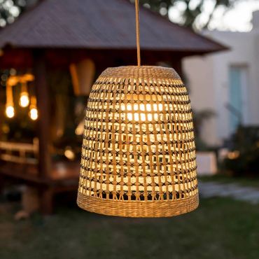 New Garden Positano - hanglamp met oplaadbare lichtbron en afstandsbediening - 9W dimbare LED incl. - Ø33 x 335 cm - IP54 - bruin