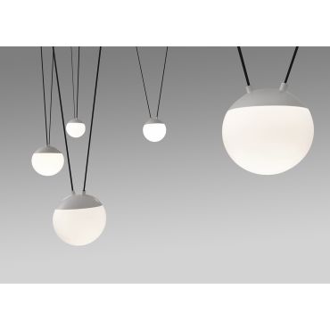 Faro Mine - hanglamp 5L - mat wit - glas