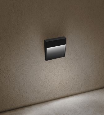Century Italia Paseo - buiten wandverlichting - 10,5 x 10,5 x 2,4 cm - 4W - IP54 - zwart