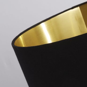 Searchlight Velvet Drum - lampenkap - Ø 40 x 24 cm - zwart en goud