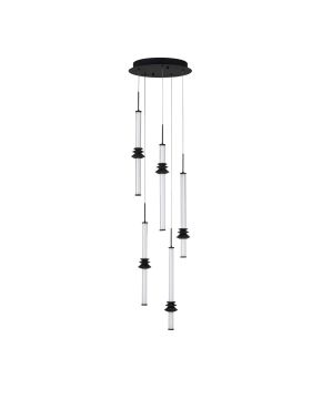 Nova Luce Stalactite - hanglamp - Ø 35 x 210 cm - 32W dimbare LED incl. - zandzwart